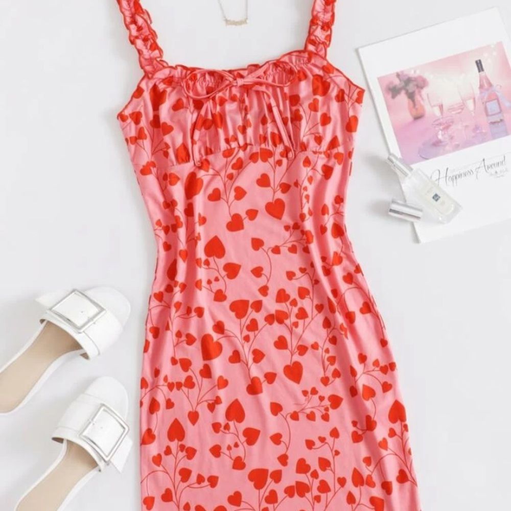 Heart print bodycon dress